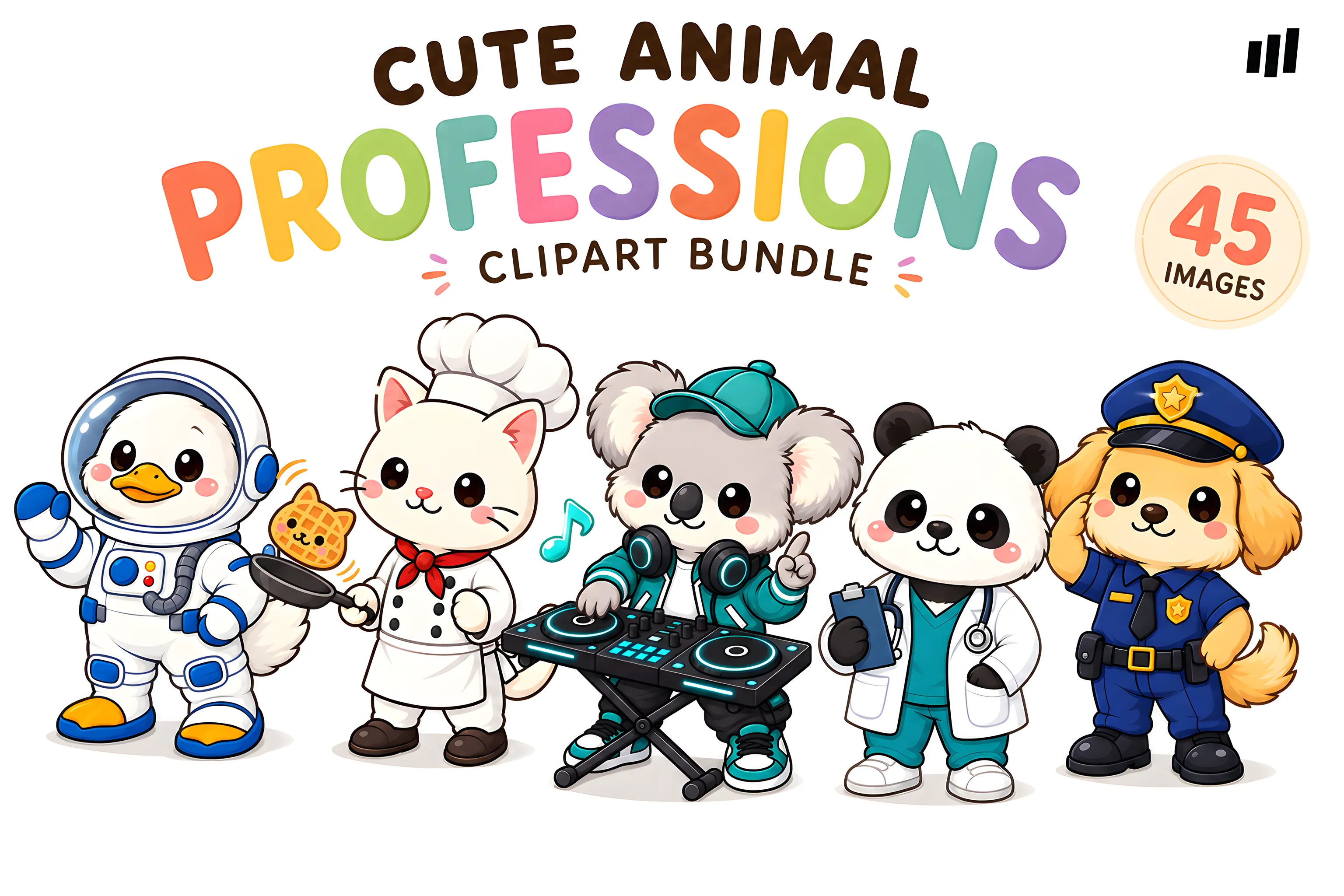 Cute Animals — Professions collection cover showing illustrated animal characters