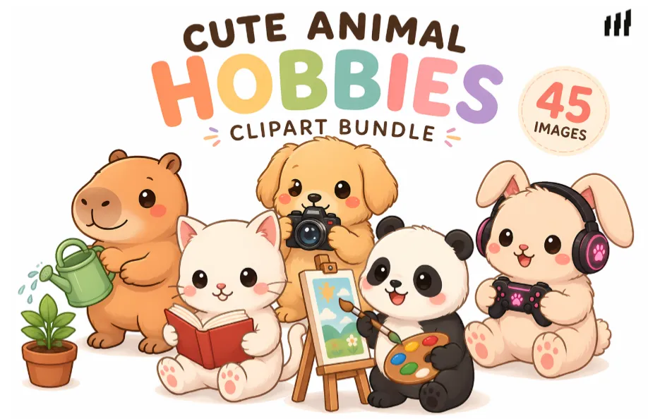 Cute Animals — Hobbies collection cover showing illustrated animal characters